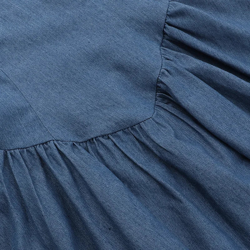 Summer 2025 & 2026 Women's Wrap Hip A-Line Skirt Sexy Bra Imitation Denim Dress European American Style Wrap Dress