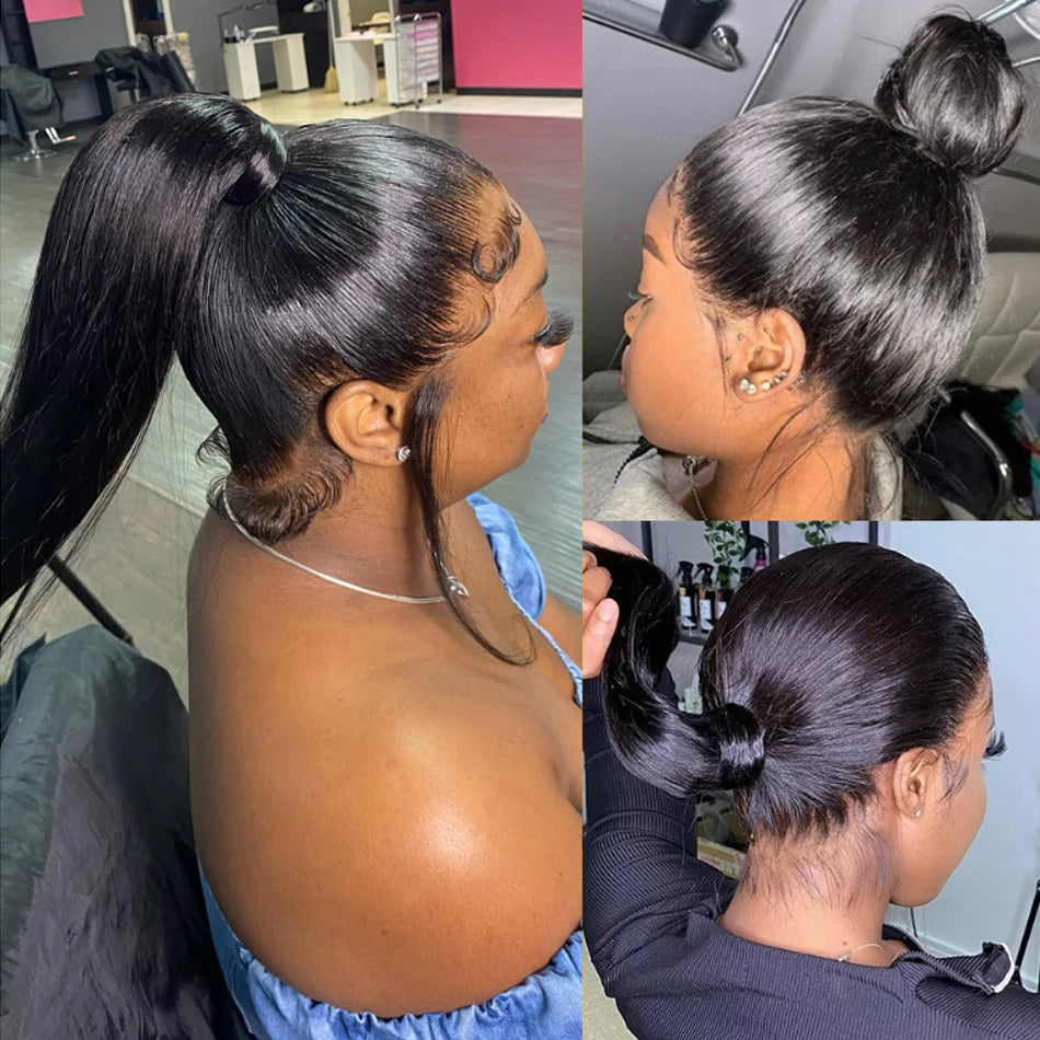 Glueless Wigs HD Transparent Lace Front Human Hair Wig 13x4 13x6 Bone Straight Frontal Wig Pre Plucked 4x4 HD Lace Closure Wig