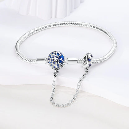 Bracelet Silver 925 Original 17-20CM Star Moon Sun Four Leaf Clover Green Zircon Bracelets Fit DIY Charms Birthday Jewelry Gifts