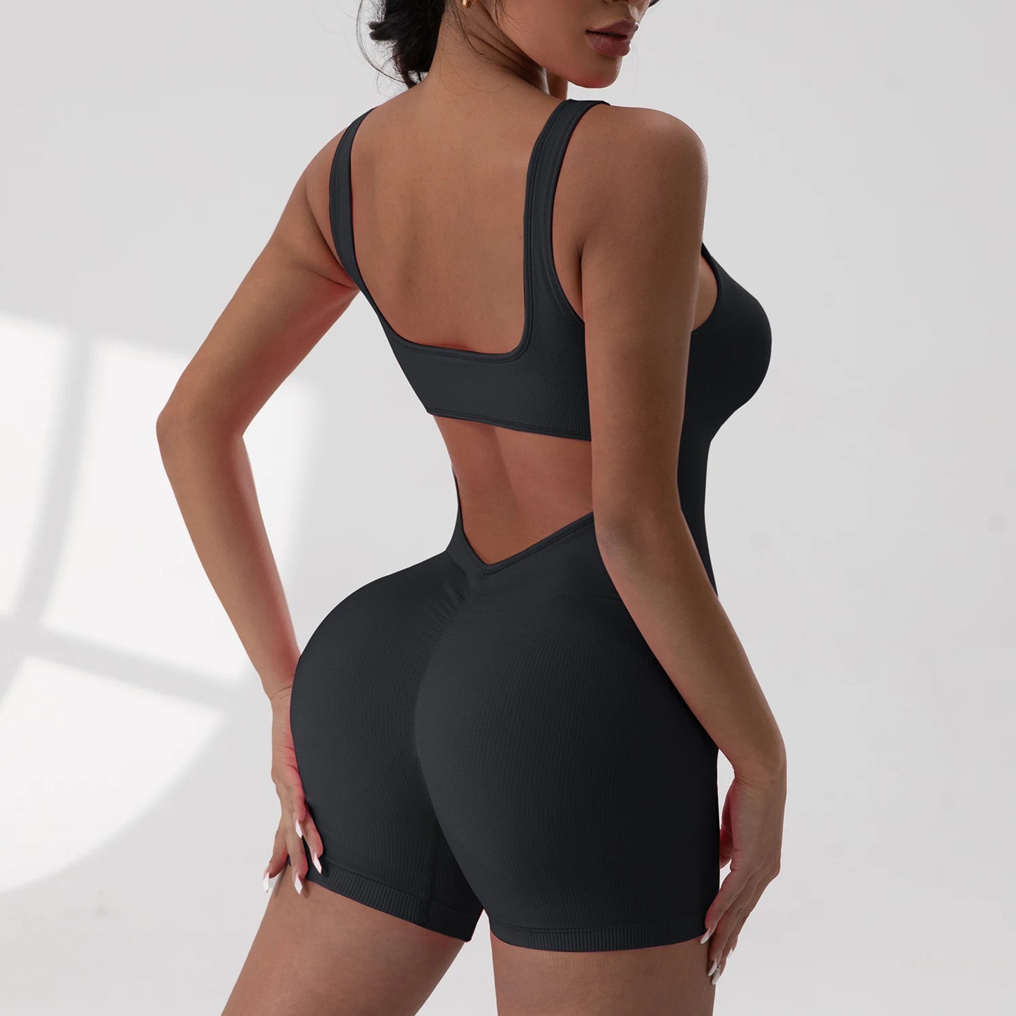 Sexy Backless Jumpsuits Women Sports Fitness Summer Fashion New Rompers Slim Casual Hollow Out Back Gym Bodysuit