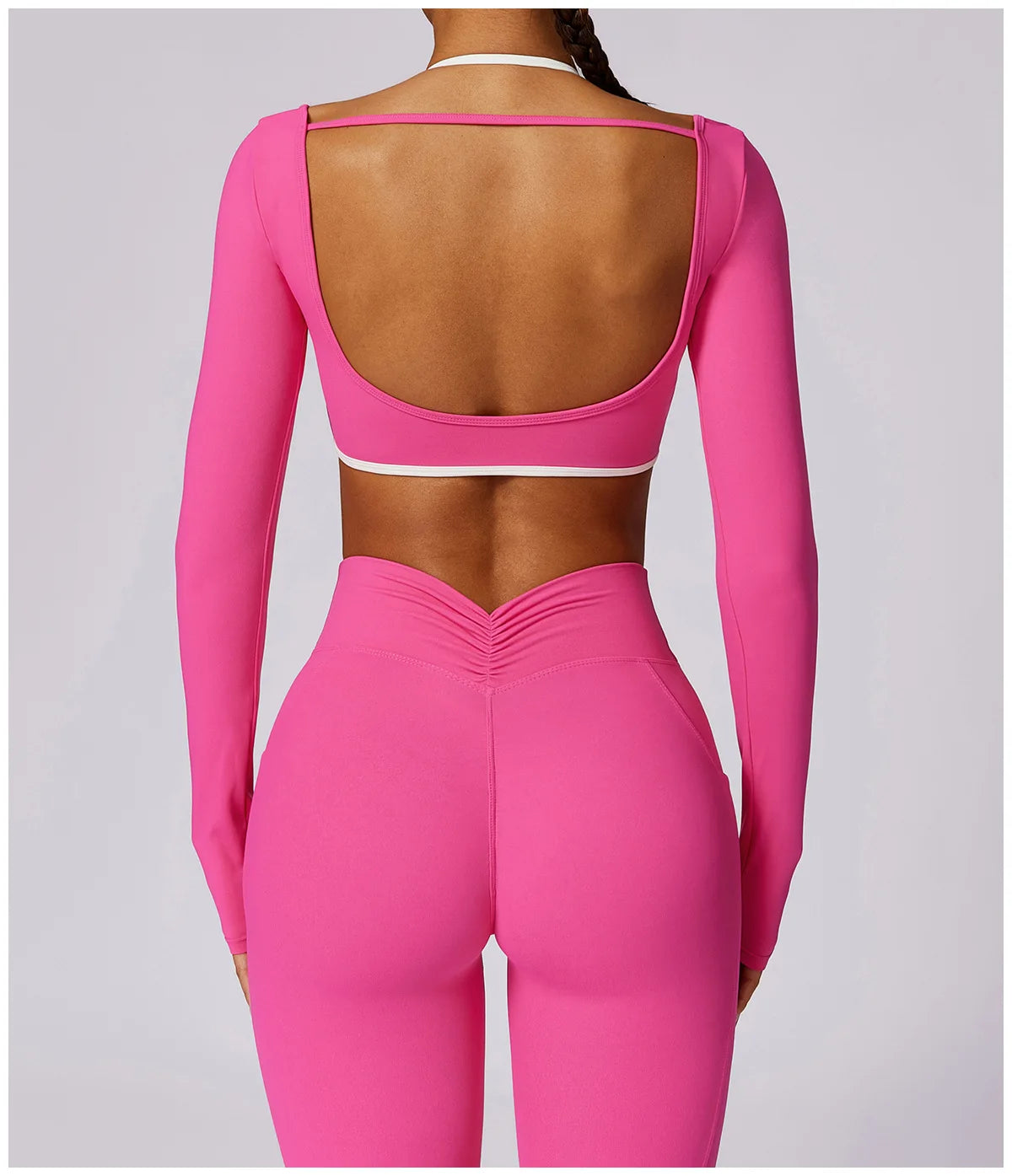 Sexy Yoga Women's 2 Pieces Gym Sports Suit Workout Clothing Long Sleeve Gym Crop Top High Waist Leggings Fitness Bra Sportswear
