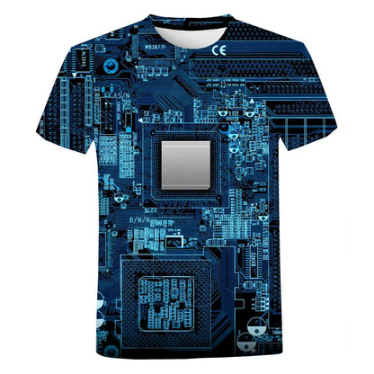 New Circuit Board Graphic T-Shirts Electronic Chip 3D Print Men's Woman Short Sleeve T Shirt Harajuku Tops Tees Unisex Clothing