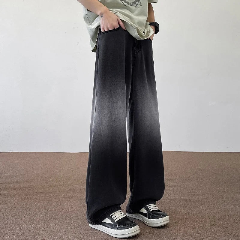 2025 Autumn 190 Tall Man 115cm Extra Long Length Jeans Plus Large Size Straight Barrel Wide Leg Pants Droop Ventilate Clothing