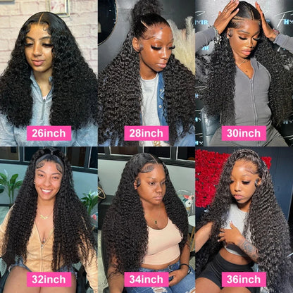 Deep Wave Lace Frontal Wig 13x4 13x6 Transparent Lace Frontal Wig Pre Plucked Remy 34 Inch Deep Curly Lace Front Human Hair Wigs
