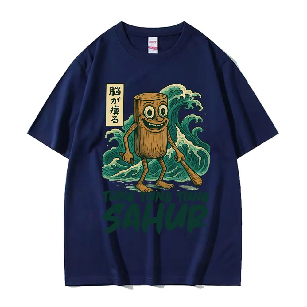 Tung Tung Tung Sahur Baseball Bat T Shirt Funny Italian Brainrot Style Humor Cartoon Tee Shirt Men Women's Summer Cotton T-shirt