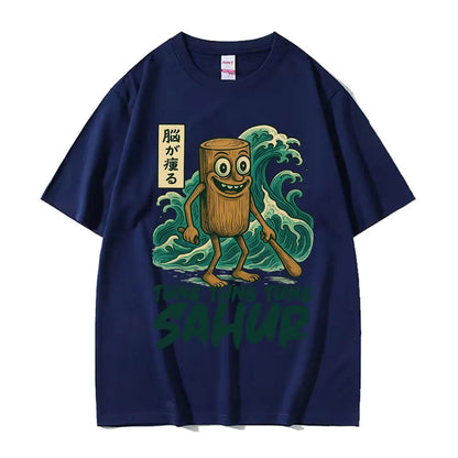 Tung Tung Tung Sahur Baseball Bat T Shirt Funny Italian Brainrot Style Humor Cartoon Tee Shirt Men Women's Summer Cotton T-shirt