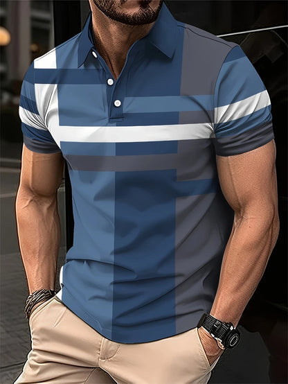 Simple Vertical Stripes Polo Shirts Fashion Summer Short Sleeve 3D Printed Polo Shirt Casual Oversized Business Mens Clothing