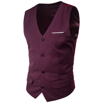 High Quality Men Suit Vest Waistcoat Business Casual Slim Groom Groomsman Wedding Men's Dress Blazer Vests 9 Colors Formal Party