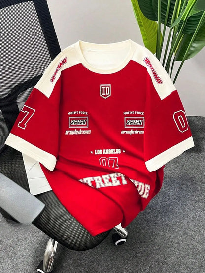 The 2025 summer new men's T-shirt 3D digital printed short-sleeved T-shirt, men's sportswear, Brooklyn racing football T-shirt,