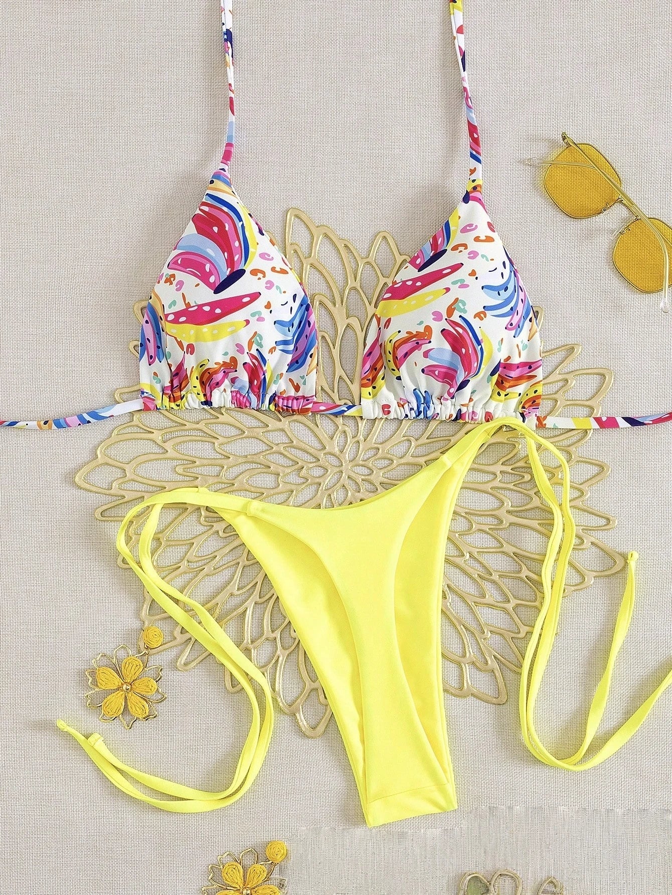 Bikini Print Swimsuit Beach Sexy Ladies Swimwear Seaside Vacation