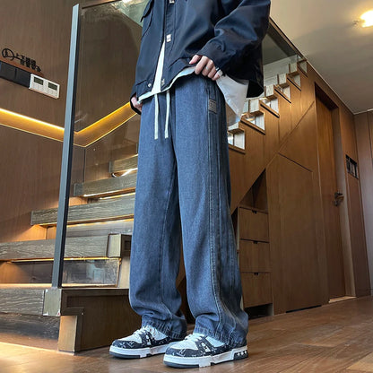 25ss Summer Vintage 190cm Men's Super long Pants 115cm Elastic Waist Straight Leg Breathable Drape Sportswear Casual Pants