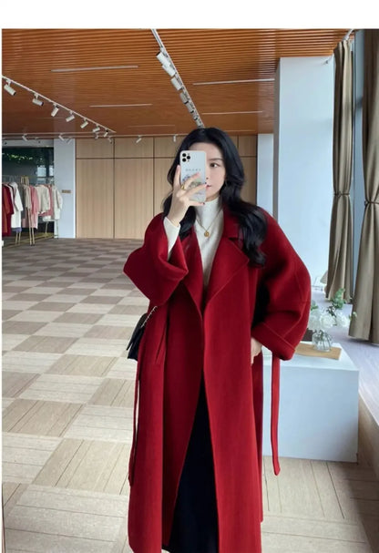 Plus Size New Hot Sale Of The Season Women's Woolen Coat Medium Length Versatile Small Size Tweed Outerwear Autumn Winter Fas...