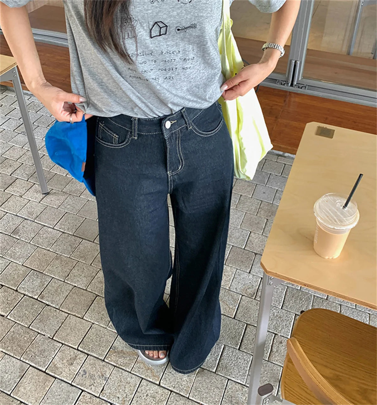 Fashion Wide Leg Jeans Women 2026 Spring Autumn New Retro High Waist Pant Solid Chic Casual Trousers Office Lady Street Pants