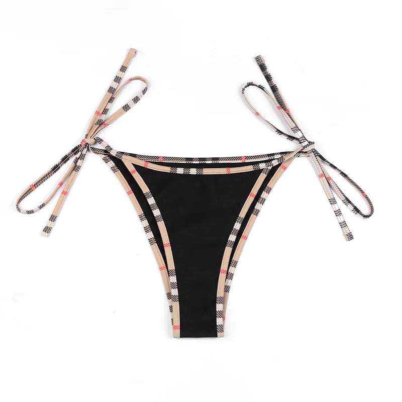 Check Bikini Sets Luxury Designer Brand Classic Print Swimsuit Two-piece Fashion Sexy Beach Swimwear 2025 Summer Women Clothing