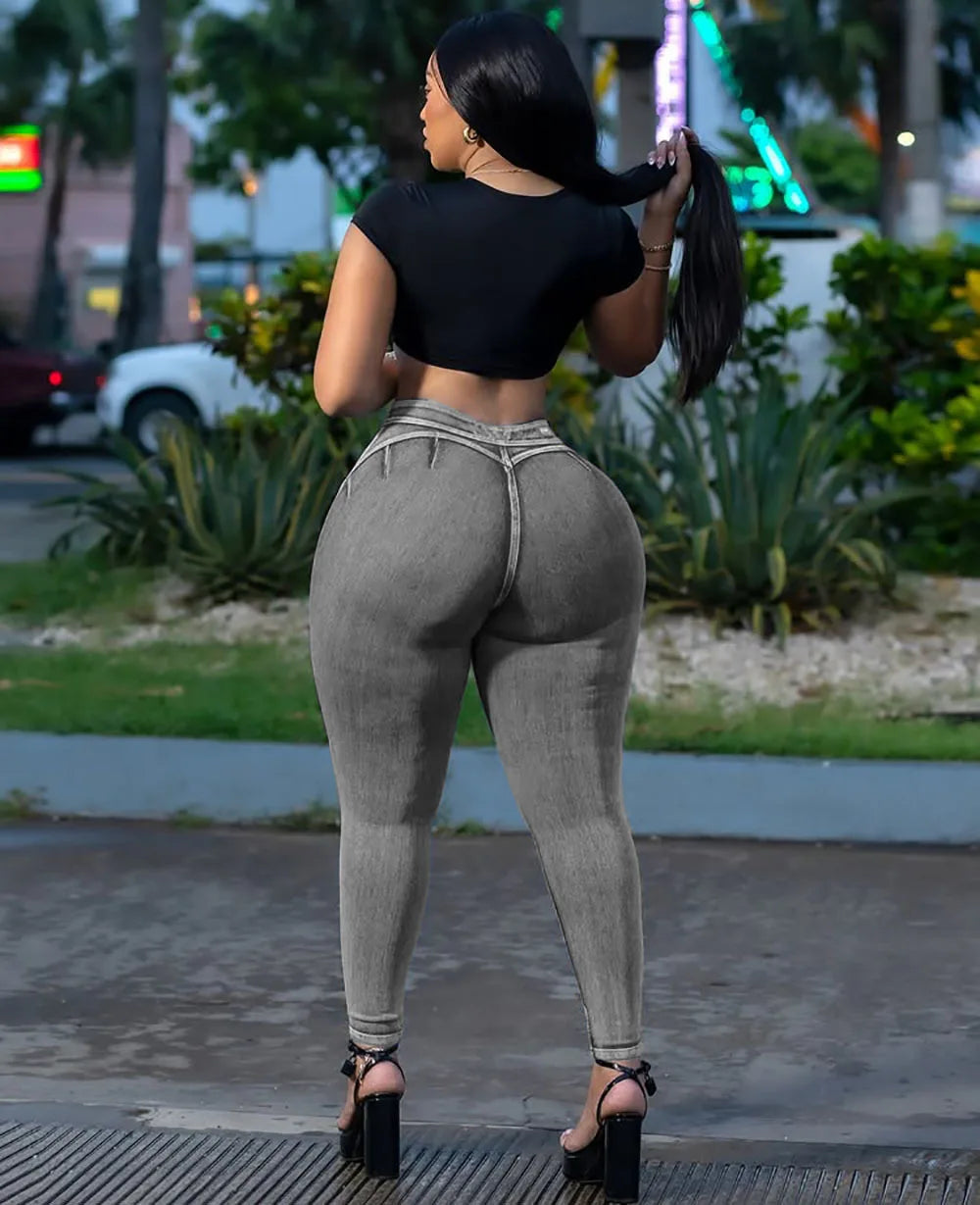 2025 & 2026 New High Waist Slim Fit Washed Blue Denim Jeans Women Stretchy Slimming Street Style Fashion Casual Long Pants