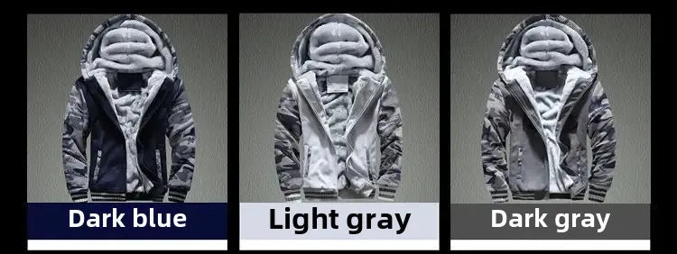 Men's Warmth Hooded Fleece Lined Thickened Baseball Jacket Sweatshirt Korean Style Sporty Top Winter Autumn Seasonal Wear