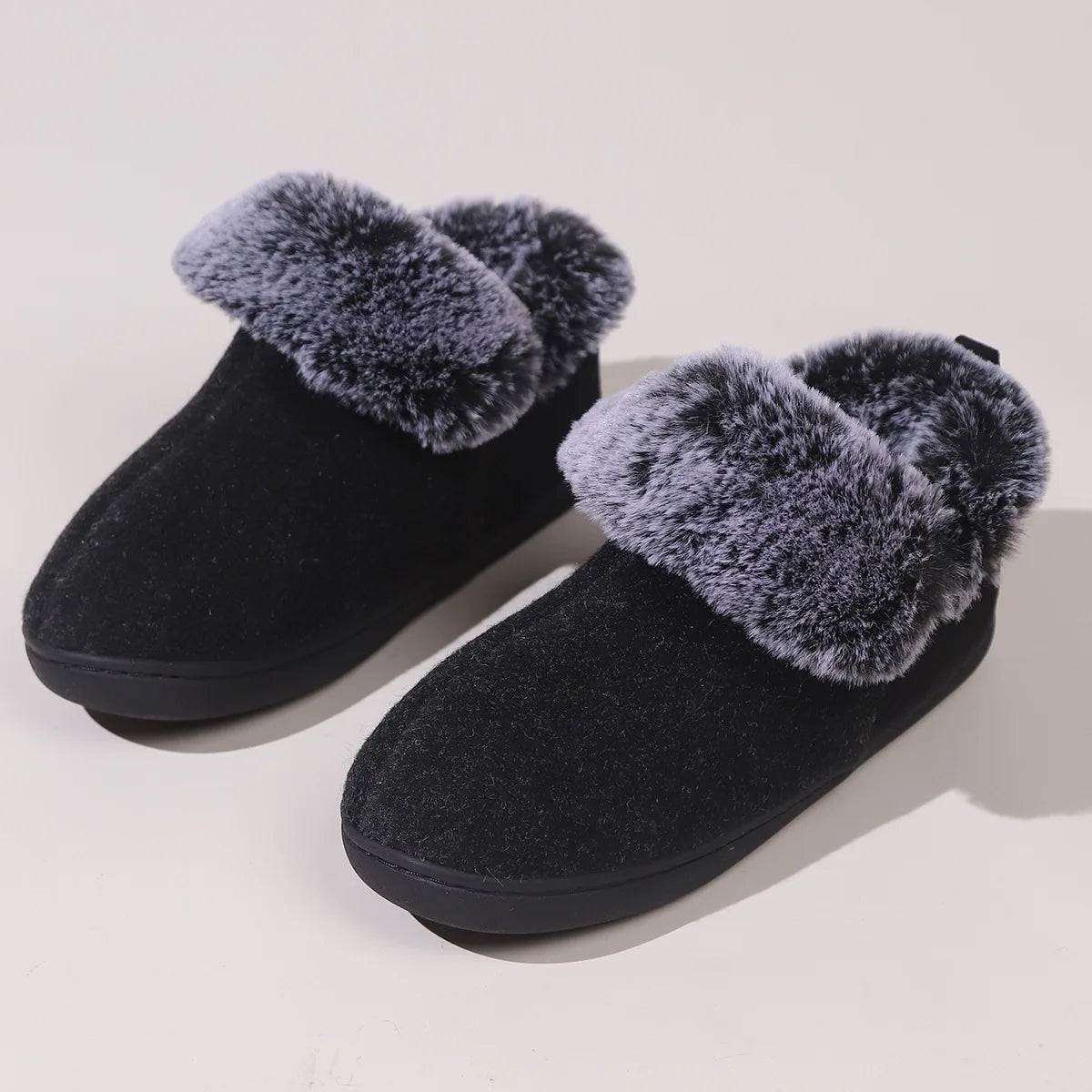 Smile Pop New Men Plush Slippers Indoor Fluffy Fur Home Men Slippers Outdoor Warm Closed Soft Non-slip Fuzzy Winter Men Shoes