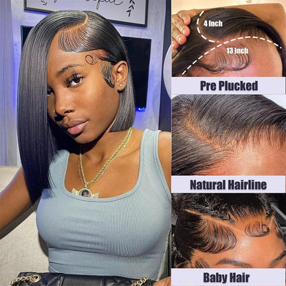 Bob Wig Human Hair 180 Density Glueless Wigs Human Hair Pre Plucked Pre Cut Glueless Wigs Human Hair 13x4 Hd Lace Closure Wigs