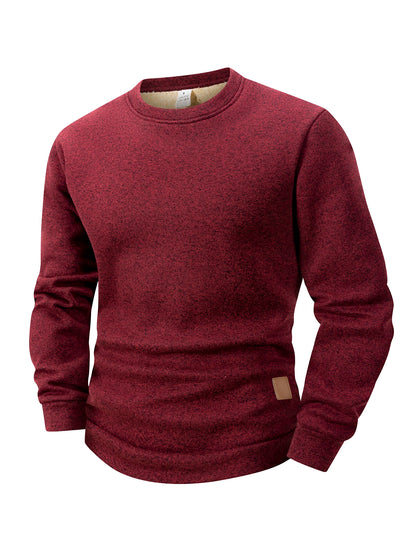 Winter Men's Crew Neck Sweatshirts Solid Color Fleece Thicken Sweatwear Outdoor Casual Daily Long Sleeve Pullover Man Sportswear