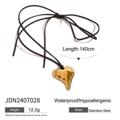 Youthway Trendy Stainless Steel Waterproof Irregular Geometric Metal Wax Rope Necklace Gold Silver For Women Jewelry Gift