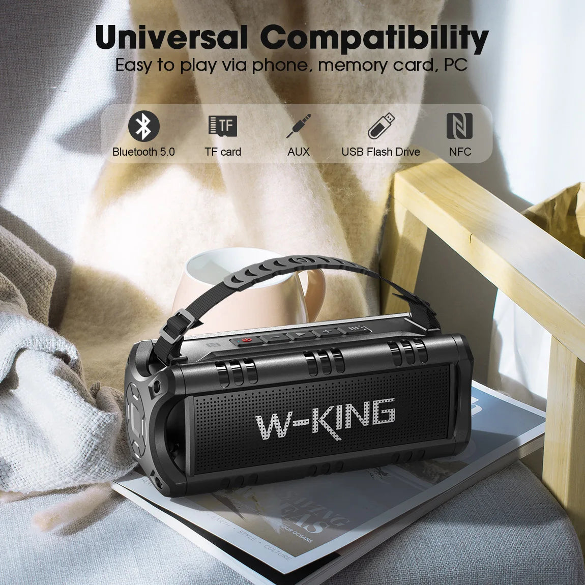 W-KING Bluetooth Speaker, 30W Portable Wireless Loud Speakers, IPX6 Waterproof Outdoor Speaker, 24H Playtime, EQ, AUX, TF Card