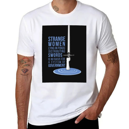 Strange Women Lying in Ponds Distributing Swords - Monty Python Baseball ? Sleeve T-Shirt cotton t shirt man T-Shirt