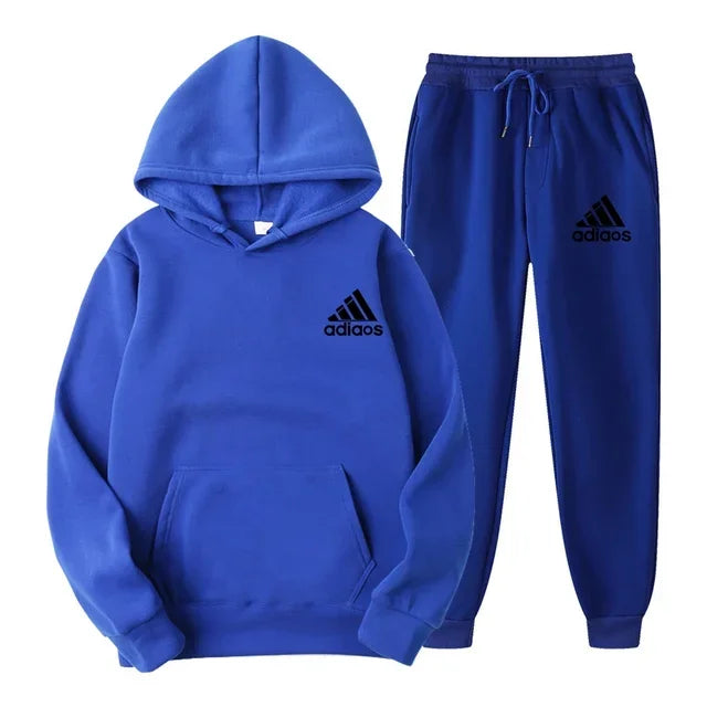 New 2025 autumn_winter men's hooded sweatshirt + jogging pants two-piece outdoor casual men's and women's sportswear set