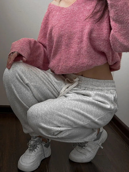 Thick Warm Fleece Sweatpants Women Winter Straight Leg Pants Gray Velvet Trousers Pants Jogger For Women Sweatpants Outfits