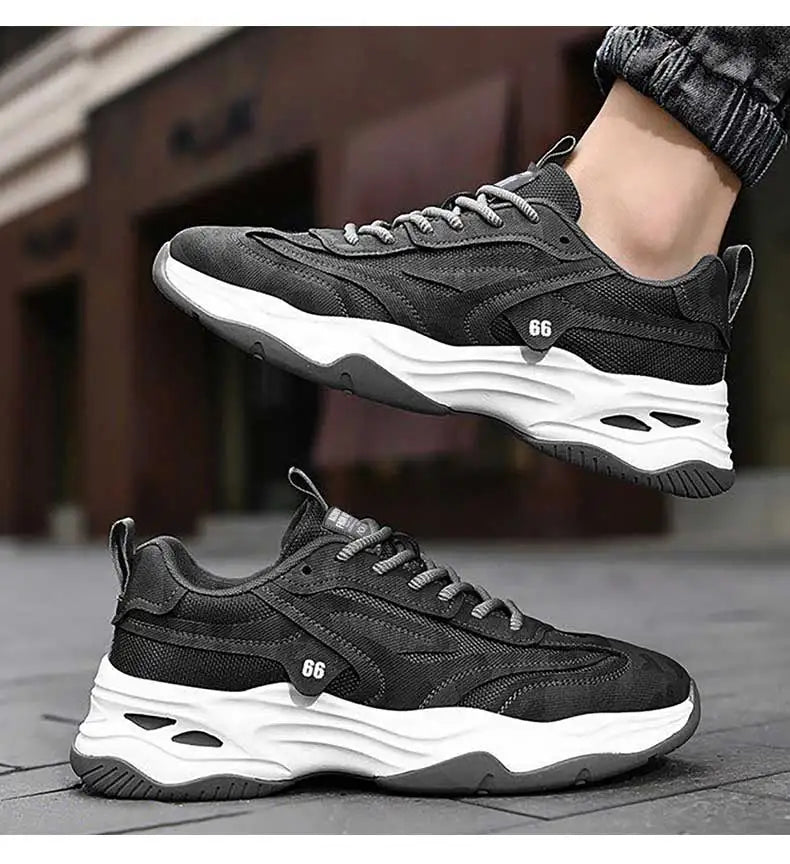 Aokang Men's nut Running oes Bla Casual Sports Sneakers Breathable Lace-Up round Toe Thi Bot for Running And Sports