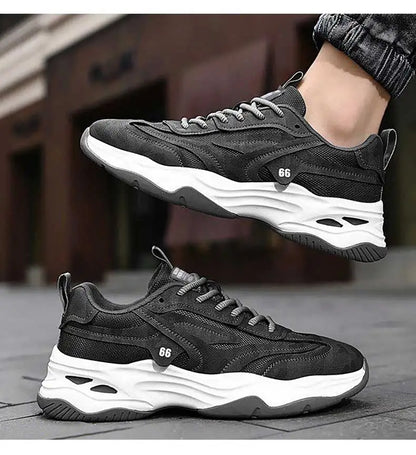 Aokang Men's nut Running oes Bla Casual Sports Sneakers Breathable Lace-Up round Toe Thi Bot for Running And Sports