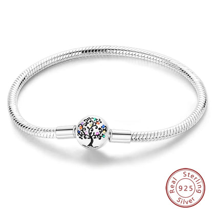 Bracelet Silver 925 Original 17-20CM Star Moon Sun Four Leaf Clover Green Zircon Bracelets Fit DIY Charms Birthday Jewelry Gifts