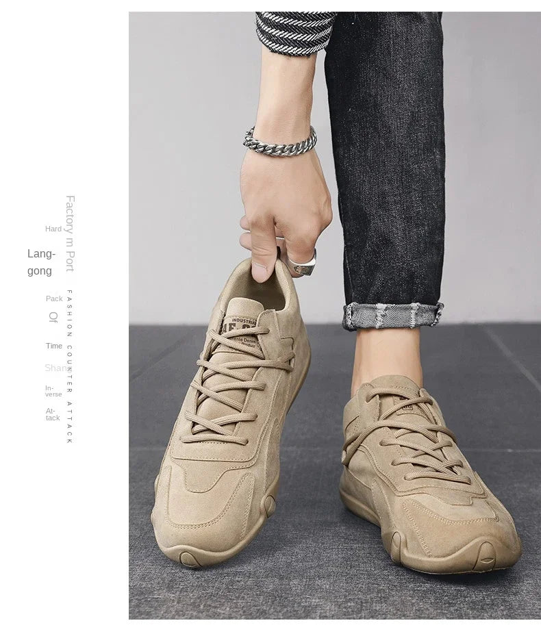 Ankle Boots For Men 2026 Spring Man Casual Sneakers Non Slip Khaki Work Mens Shoe Short Boots Loafers Lace Up Zapatillas Hombre