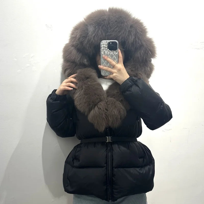 OFTBUY Winter Clothing Puffer Jacket Women Real Fox Fur Hooded Thick Warm 90% White Duck Down Coat Female Parkas Waterproof