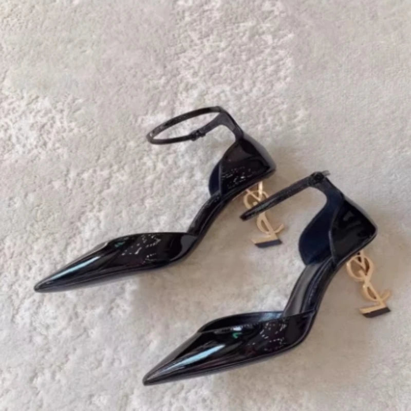 Women's summer new luxury brand designer sexy pointed high heels 2025 elegant slip-on party dress women's sandals Zapatos