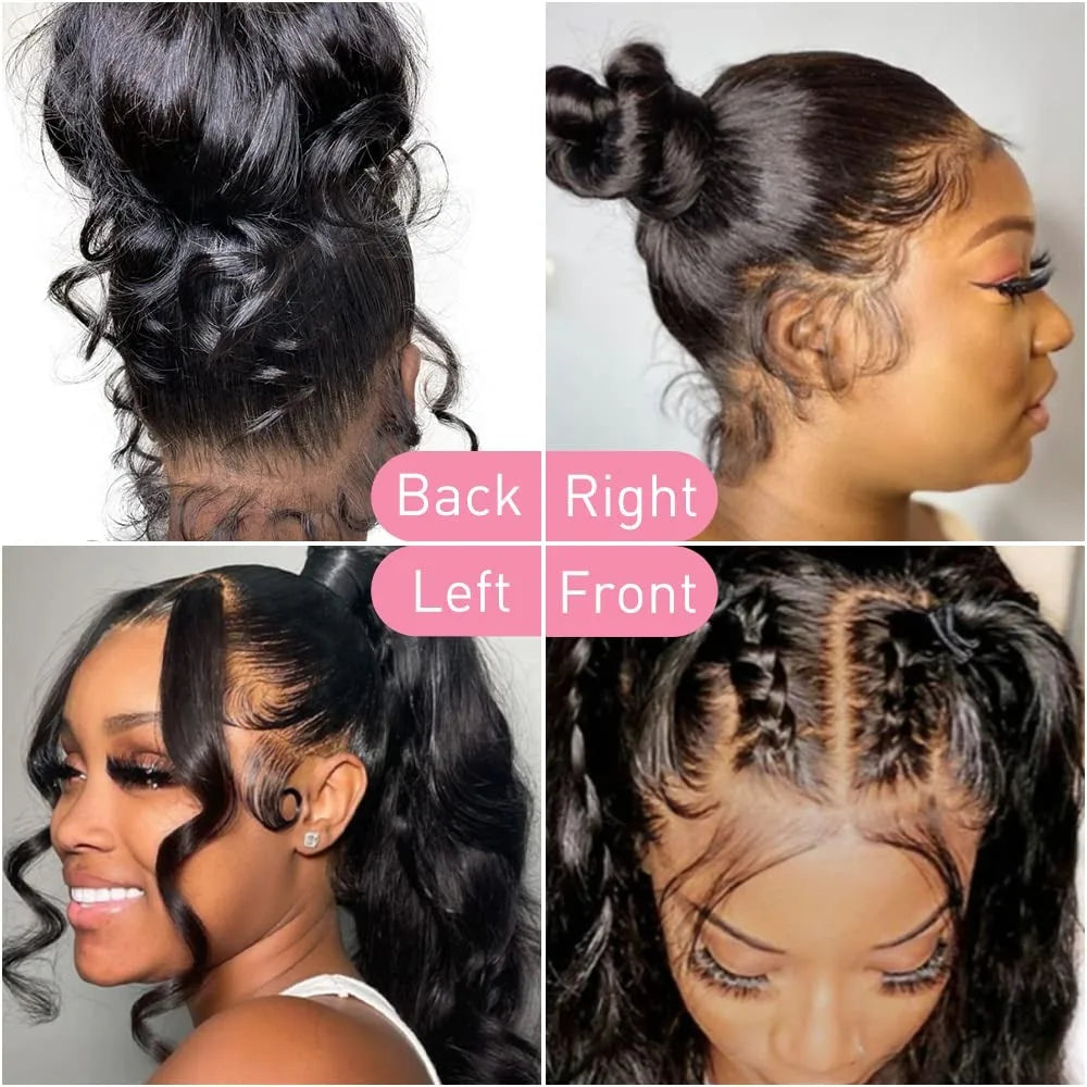 Hidden Strap Body Wave 360 HD Full Lace Front Wigs Human Hair Pre Plucked 12A Glueless Brazilian Virgin Wig With Drawstring