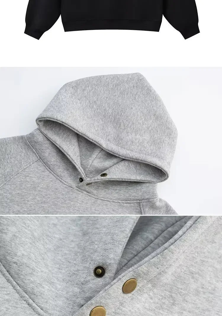 American Style Hoodie Men's Hong Kong Style Spring Autumn New Loose Casual Heavy Grey Jacket Brand None( AE Stock)