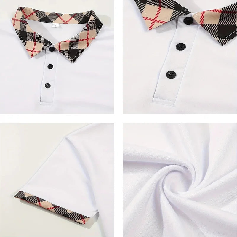 Summer men's short sleeved polo shirt business office lapel shirt Men's sports and casual top European and American plus size