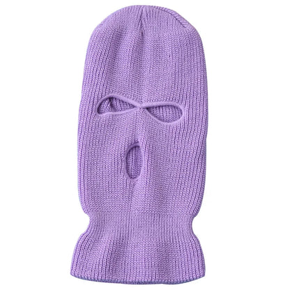 Windproof Full Face Knit Hats Custom SkiMask Men Warm Wool Balaclava embroidery Winter hats Knitted 3 Holes Ski Mask