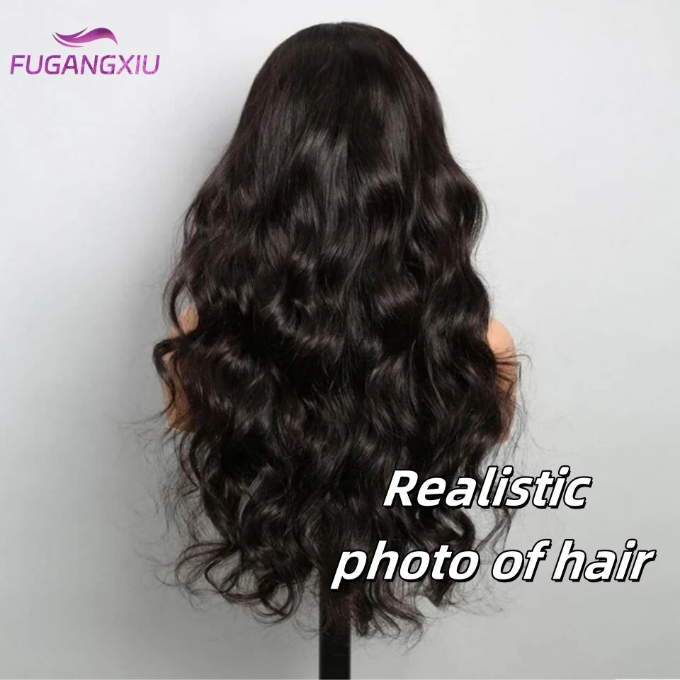 FUGANGXIU-12A Body Wave Human Hair Wig With Bang Full Machine Made Glueless Wear And Go Brazilian Virgin Hair Natural Color