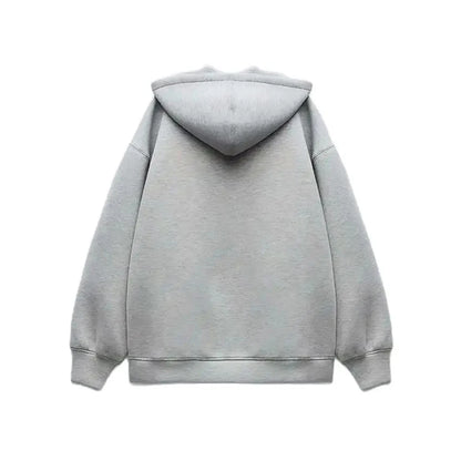 Women's Versatile Hooded Zip Long Sleeve Loose Jacket Fashion Oversized Casual Top Sweatshirt Street Basic Sports Wear