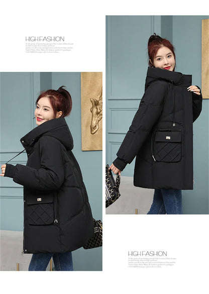 New Winter Women Jacket Coats Long Parkas Female Down Cotton Hooded Overcoat Thick Warm Jackets Windproof Female Outerwear