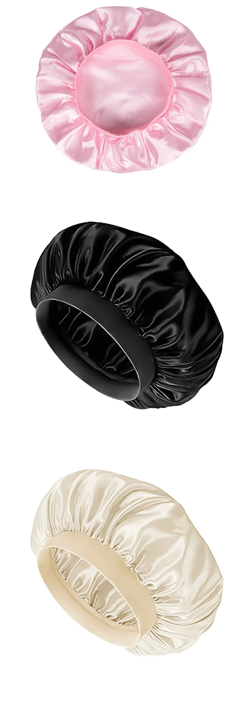 Baby Kids Satin Wide Band Sleeping Hat Beige Black White Pink Purple Bonnet Cap Turban Hat Wide Elastic Bands Night Sleep Cap