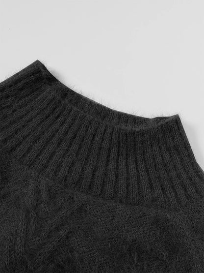 plus Size High Neck Ribbed Pullover Sweater Stranded Knit Long Sleeve Casual Solid Sweater for Autumn And Winter