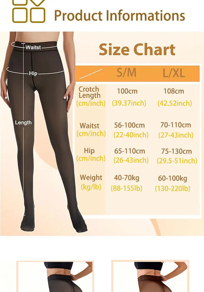 New Women Fleece Lined Black Tights Sheer Fake Translucent Warm Winter Pantyhose Leggings Outfit Thick Tights Invisible Crotch
