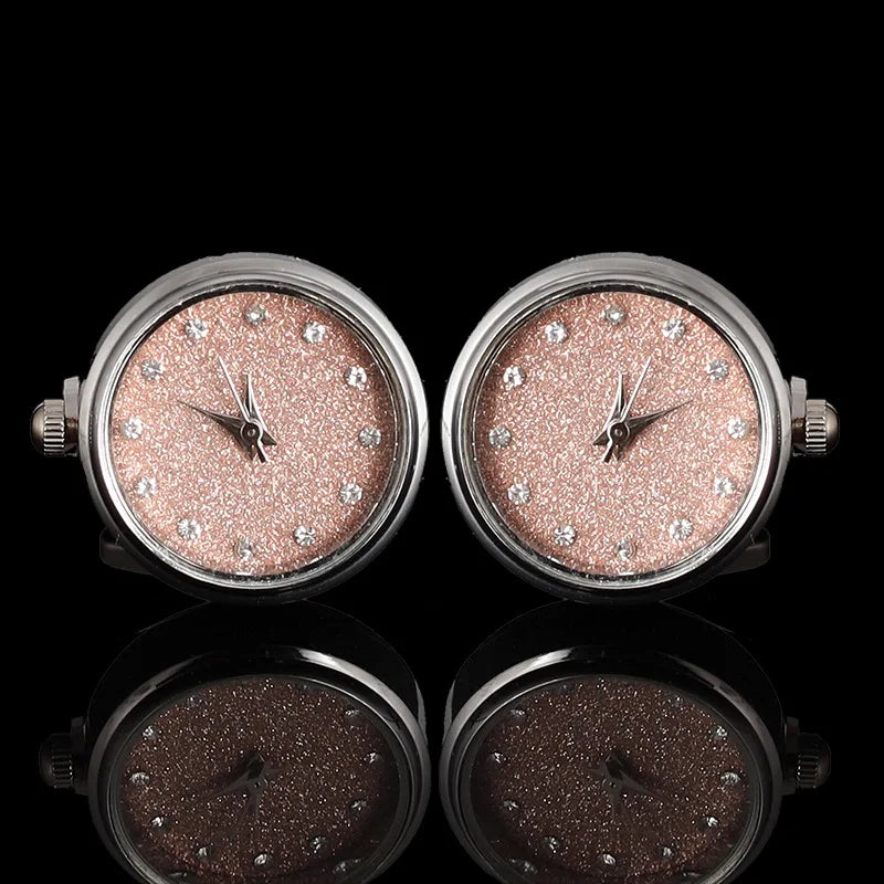 Luxury Cufflinks Watch Rotatable Electronic Functional Buckle Business Mens Cufflinks Gold Slivery Mechanical Watch Cuff Links