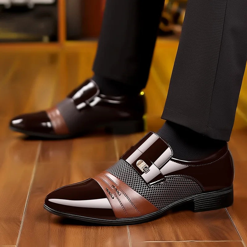 Men's Dress Shoes Pointed Toe Oxfords Classic Business Men Leather Shoes Slip on Wedding Casual Shoes Office Comfortable Loafers