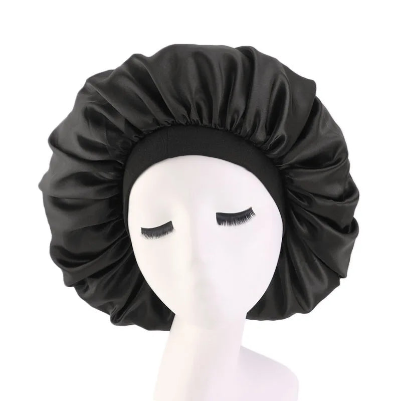 New Women Extra Large Satin Sleep Cap Silky Bonnet Daily Cap Protect Hair Treatment Hat Curly Springy Hair Big Size Head Cover