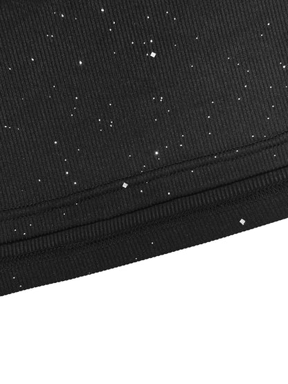 Sexy Women's Stand Collar Cape Mini Dress Sequins Sparkling Club Party Night Out Fitted Bodycon Elegant Autumn Winter 2025