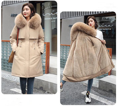 Winter Parka Jacket For Women 2025 New In Long Sleeve Clothes Fashion Hooded Vintage Coat Thick Warm Casual Medium Length Coats