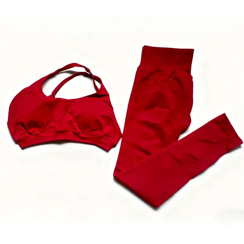 Workout Sports Bra+High Waist Leggings Gym Clothing Seamless Sports Suits Women's tracksuit Fitness Suit Yoga Sets Sportswear